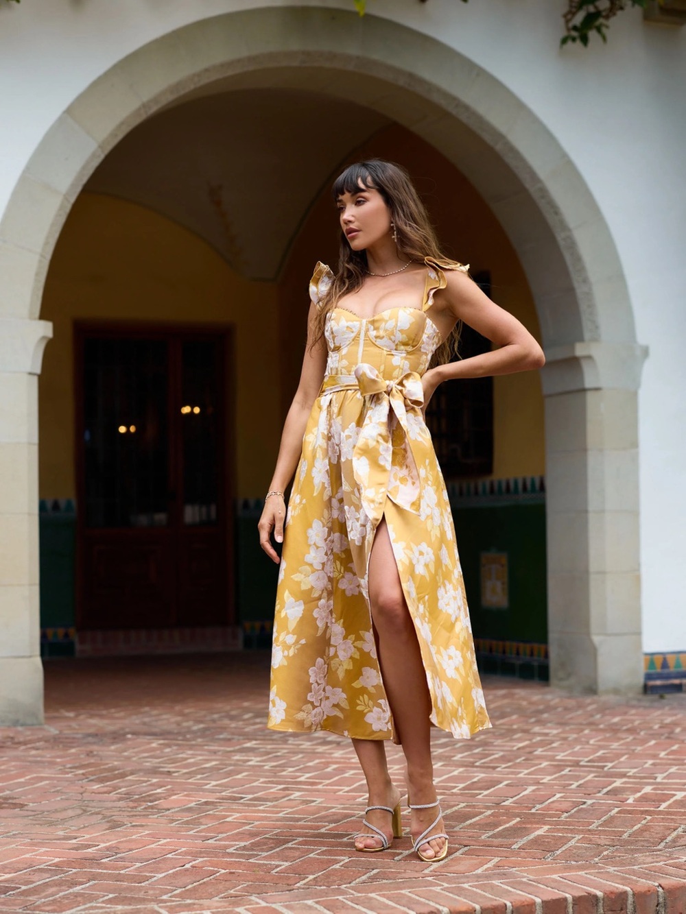 V. Chapman Vera Dress in Gold Baroque Floral